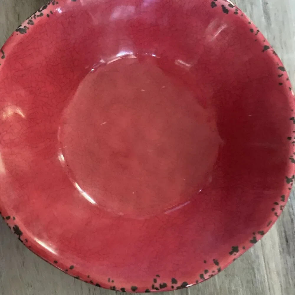 Tommy Bahama Melamine Red Salad Pasta Soup Bowls 7” Round Set of 4